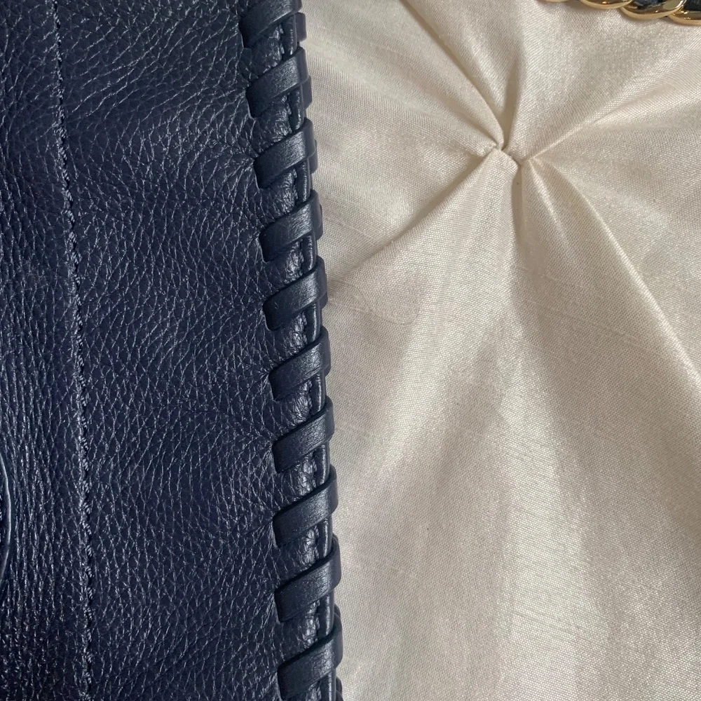 Tory Burch Navy Blue Leather Shoulder Handbag